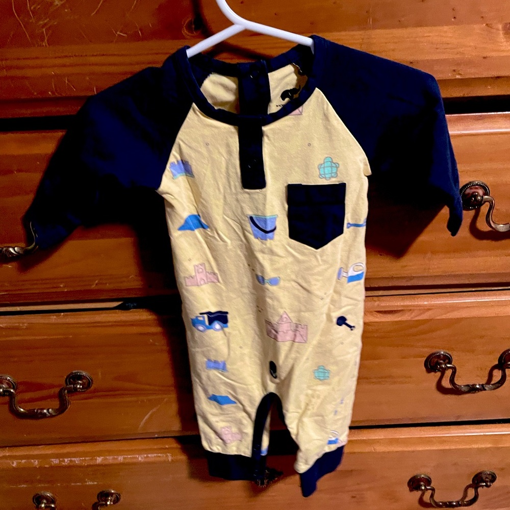 3-6 Month Monica & Andy Organic Cotton Beach Henley Romper VGUC